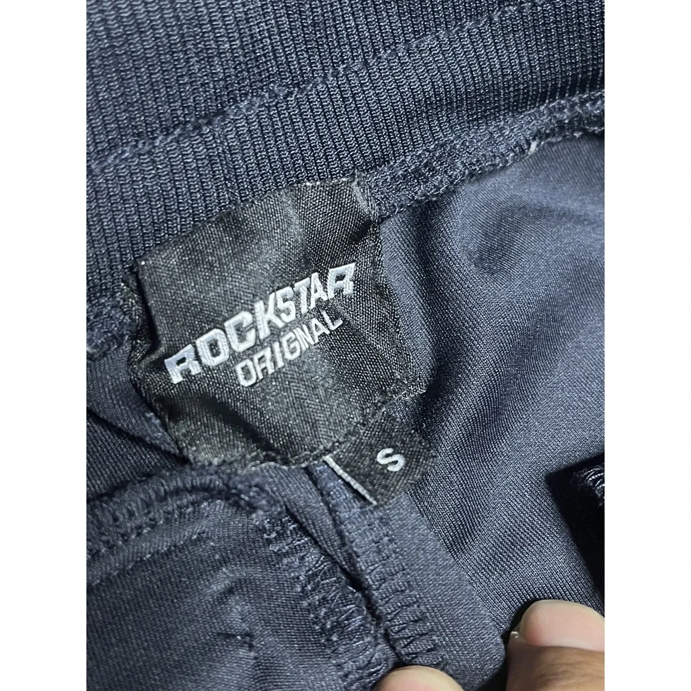 Rockstar Original y2k Baggy SMALL Jogger Sweatpants  Navy Blue & White Pants